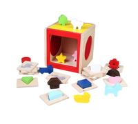 Uonguon Shape Sorting Toy, Wooden Sensory Sorter Game, 5.91x6.1x6.3 Inches Interactive Educational Activity, Sturdy Child-Safe Design for Toddler, Preschool Learning, Boys, Girls, Children