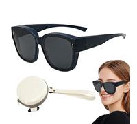 Uonguon Sunglasses Over Glasses, UV Protection Shades, 6.1x5.51x2.28 Inches Foldable Sun Eyewear, Wrap Around Sport Fit, Comfortable Vision, Ideal for Travel, Beach, Biking, Hiking, Men, Women