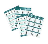 Uonguon Tabla de yoga para silla - Ejercicios ilustrados sentados, guía visual de entrenamiento con posturas paso a paso, póster de fitness con demostraciones claras, juego de 4 piezas para personas