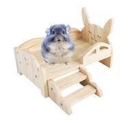 Uonguon Wooden Rabbit Bed | Rabbit Bed with Soft Mat | Wooden Rabbit Castle Bed | Durable Solid Wood Construction, Elevated Design with Carved Bunny Headboard and Easy Access Stairs