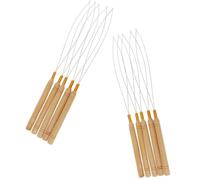 Uonlytech 10 Agujas para Extensiones de Cabello Mango de Madera, Gancho de Acero Inoxidable para Microperlas y Tubos, Herramienta Ligera para Bucle y Trenzas, Kit Esencial para Peluquería