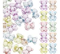 Uonlytech 100 Cuentas Espaciadoras Acrílicas de Oso Mixto, 10 Mm, Transparentes Colores, para Fabricación de Joyería Diy, Lazos Cabello y Pulseras, Suministros Artesanales Color Aleatorio