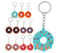 Uonlytech 12 Llaveros de Donas de Pvc Forma de Rosquilla, Elegantes y Modernos, Ideales para Mochilas y Decoración Colgante en Eventos como Acción de Gracias
