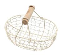 Uonlytech 1pieza Cesta de Almacenamiento de Hierro Vintage Beige Cesta Decorativa Multipropósito para Frutas, Pan y Organización en Cocina y Casa