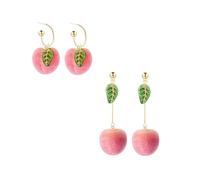 Uonlytech 2 pares Pendientes Colgantes para Mujer Diseño Durazno Vintage Delicados Aretes Largos y Cortos Joyería de Oreja Elegante para Fiestas y Uso Diario