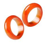 Uonlytech 2 piezas Anillos Ágata Roja Natural Banda Lisa Pulida Cómoda para Bodas Aniversarios Regalo Romántico