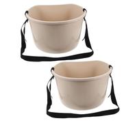 Uonlytech 2 Piezas Cesta para Recoger Frutas y Verduras de Plástico Blanco con Asa Ergonómica para Jardín y Huerto, Herramienta Práctica y Fácil de Usar para Agricultores y Jardineros