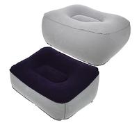 Uonlytech 2 Piezas Cojín Inflable para Reposapiés de Viaje Almohada de Descanso Flocking PVC para Exterior para Aviones y Trenes Gris Azul Gris