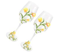 Uonlytech 2 Piezas Copas de Pie Alto de Vidrio con Patrón Floral, Elegantes | Whisky y Cócteles, Adecuado en Bodas, Hoteles y Celebraciones, Acabado Suave, Estilo Delicado