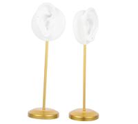 Uonlytech 2 piezas Soporte para Pendientes de Botón Metálico con Diseño de Oreja Doble Exhibidor de Joyas Resistente y Práctico para Tienda y Uso Personal de Blanco