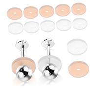 Uonlytech 20 Piezas Tapones para Pendientes de Silicona Discos Protectores Antirrozaduras Almohadillas Invisibles para Perforaciones Transparentes y Color Piel para Evitar Hiperplasia y