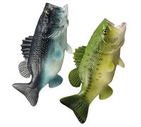 Uonlytech 2piezas Figuras De Peces Realistas Lubina De Boca Grande para Niño Niña Animal De Simulación Diseño Superficie Lisa Decoración Hogar y Escritorio
