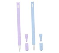 Uonlytech 2piezas Funda De Silicona para Pencil Diseño De Cabeza De Gato Accesorios De Escritura Color Púrpura y Azul Compatible Carga Magnética y Toque