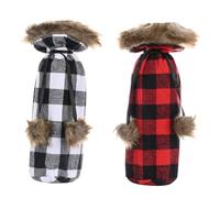 Uonlytech 2piezas Porta Botellas de Vino con Funda de Pompones Forma de Celosía Suéter para Botella Decoración Navideña Hogar