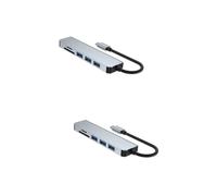Uonlytech 2piezas Puertos USB Hub Tipo Lector y Conversor De Video Adaptador Multifuncional para Laptop y Ordenador Soporte Carga Rápida PD y Transferencia De Datos