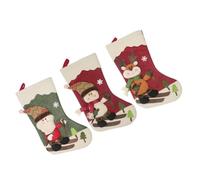Uonlytech 3 Medias Navideñas Decorativas para Árbol de Navidad Diseño de Santa Claus, Muñeco de Nieve y Alce, Hechas de Tela No Tejida y Felpa para Llenar Dulces Estilo Varios Estilos