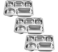 Uonlytech 3 Piezas Plato Dividido Rectangular de Acero Inoxidable Compartimentos