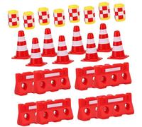 Uonlytech 36 Piezas Educativo Conos Miniatura Vallas y Cubos de Plástico para Años Juguetes de Aprendizaje de Señales de Tráfico y Coordinación Motriz para Imaginativos Carretera