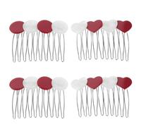 Uonlytech 4 Clips Pelo Forma de Corazón y Círculo, Accesorios de Acetato Bicolor Rojo y Claro, Clips Antideslizantes para Mujer y Niñas, Pinzas para Peinados Diarios y Fiestas de San