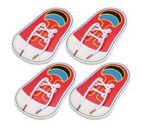 Uonlytech 4 Piezas de práctica para Atar Zapatos - Juguete de Madera para enhebrar y Atar Cordones para educación temprana - Tablero de enseñanza Montessori para Practicar con niños pequeños en