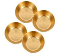 Uonlytech 4 Piezas Plato de Salsa Redondo de Acero Inoxidable | Acabado Dorado, Mezcla Uniforme, Uso en Servicio de Alimentos, Formato Compacto para Mesa y Mostrador