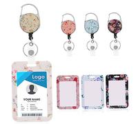 Uonlytech 4 Piezas Porta Colgante con Clip Floral Porta Tarjeta con Carrete Retráctil Soporte para Identificación para Enfermeras Estudiantes y Trabajadores