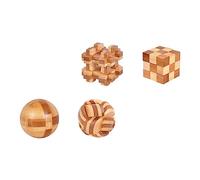 Uonlytech 4 Piezas Rompecabezas Kongming de Bambú Juguete Intelectual Educativo para Adultos Desafío Lógico y Entrenamiento Cerebral Juguetes Educativos Tradicionales Chinos