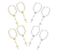 Uonlytech 4 Pulseras De Rosario Con Perlas De Imitación Para Hombre Pequeñas Cuentas De Rosario Para Boda Para Decenario