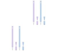 Uonlytech 4piezas Funda De Silicona Diseño De Cabeza De Gato para Pencil Accesorios De Escribanía Color Púrpura y Azul Compatible