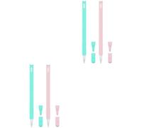 Uonlytech 4piezas Silicona Accesorios Forma De Cabeza De Gato para Pencil Compatible Lápiz Estilográfico Funda Suave y Colorida Diseño Detallado y Ergonómico De Rosa