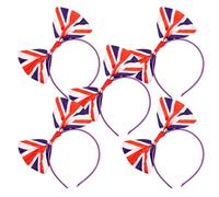 Uonlytech 5 Diademas Creativas Lazo de Satén y Diseño Bandera Británica para Fiestas y Decoraciones Generales Británicas Tamaño y Alta Elasticidad