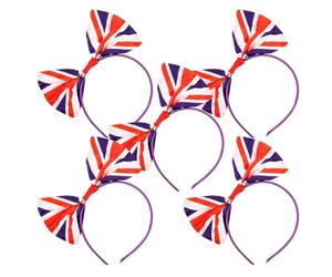 Uonlytech 5 Diademas Creativas Lazo de Satén y Diseño Bandera Británica para Fiestas y Decoraciones Generales Británicas Tamaño y Alta Elasticidad