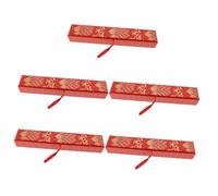 Uonlytech 5 Piezas soporte de ventilador de papel portátil Boda envoltura de abanico de mano saludar caja de almacenamiento retro tapa envoltura de abanico chino artesanía delicada tela rojo