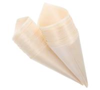 Uonlytech 50 Conos de Degustación Desechables de Madera Beige para Catering y Celebraciones, Retención de Temperatura y Presentación Elegante