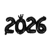 Uonlytech 6 globos de Año Nuevo 2026 - Globos de aluminio con número 2026 y decoración de de 85 x 39 cm - Decoración de fiesta, fondo y accesorios para graduación, Año Nuevo, color negro