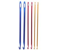 Uonlytech 6 piezas Ganchillos de Aluminio con Agujero Agujas para Tejer y Crochet y Herramientas para Manualidades DIY Aptas para Principiantes y