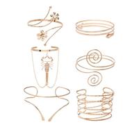 Uonlytech 6 piezas Pulseras Brazaletes Brazalete de Brazo Abierto Ajustable Estilo Punk para Mujer y Hombre Metálico Geométrico con Diseño de Escorpión Retro para Fiesta y Uso Diario