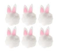 Uonlytech 6 Pompones de Conejo de Peluche para Decoración de Pascua, Mini Orejas de Conejo en Imitación de Pelo para Accesorios Diy, Clips de Cabello y Manualidades Festivas (color Claro, 6
