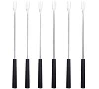 Uonlytech 6 Tenedores para Fondue Mango Largo de Pp, Utensilios de Cocina Negros para Fondue de Queso y Chocolate, Accesorios Ideales para Reuniones Familiares