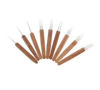 Uonlytech 9 Agujas de Crochet para Rastas Mango de Bambú Ergonómico Cabezal Metálico de 05Mm a 175Mm Herramientas para Tejer y Trenzar Cabello Suministros para Manualidades y Peinado