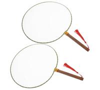 Uonlytech Abanicos de Seda Blancos para Pintar a Mano, 2 Piezas Mango de Madera Redondo, Diseño Elegante y Uso Versátil para Materiales de Arte y Bodas