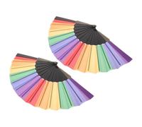 Uonlytech Abanicos Plegables de Mano Estilo Chino 2 Unidades Color Arcoíris de Plástico Liviano para Danza, Festivales y Decoración en Casa