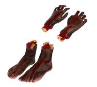 Uonlytech Accesorios de Halloween 4 Piezas de Manos y Pies Falsos de Vinilo Diseño Realista para Decoración Espeluznante y Broma en Porche