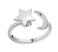 Uonlytech Anillo Abierto Ajustable de Estrella y Luna para Mujer Anillo Giratorio de Dedo Color Platino Joyería Femenina Diseño Único y Tamaño Ajustable
