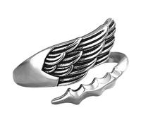 Uonlytech Anillo Ajustable de Alas de Ángel Abierto Accesorio Unisex Elegante y Resistente para Mujeres Hombres y Adolescentes Joyería con Diseño de Plumas Guardianas