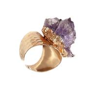 Uonlytech Anillo de Apertura Ajustable de Ágata Púrpura para Mujer