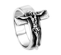 Uonlytech Anillo Joya Creativa y Estilizada para Hombre y Mujer de Aleación Cruz de Jesús Fácil de Poner y Quitar Adecuado para Obsequio de Festival