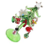 Uonlytech Árbol de Navidad de Cristal Miniatura Decorativo para Escritorio Adorno Navideño de Cristal Transparente con Charms de Muñeco para Decoración de Fiestas y Hogar