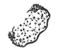 Uonlytech Banda Cabello Tejida a Mano Negra, Tocado de Novia Gemas Artificiales, Diadema Ligera para Bodas y Espectáculos, Accesorio de Malla Decorativo para Mujer