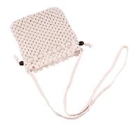 Uonlytech Bolso Bandolera de Punto Fácil de Llevar Color Blanco para Mujer y Práctico Cuerda de Algodón, Adecuado para Playa y Uso Diario